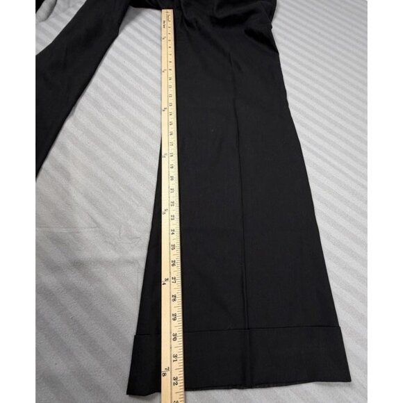 Josef Pants Womens 8 Black Linen Viscose Wide Leg Cuffed Hem Dress Trousers - Picture 9 of 11